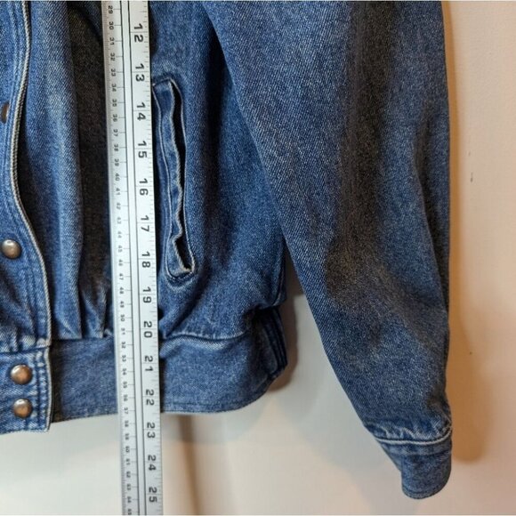 Vintage WBRK-FM Denim Button Down Pleated Patchwork 100% Cotton Jacket Women's S - Picture 8 of 9